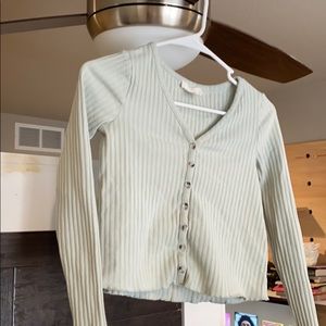 sea green button down crop top